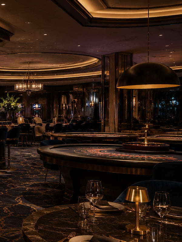Private dining area with roulette table